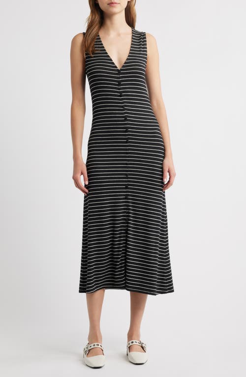Rag & Bone The Knit Stripe Sleeveless A-line Dress In Black