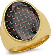 STEELTIME Men's 18K Gold Plated Stainless Steel Resin Signet Ring