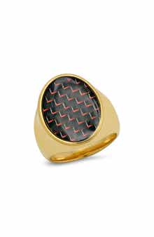 STEELTIME Men's 18K Gold Plated Stainless Steel Resin Signet Ring