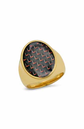 Men's 18K Gold Plated Stainless Steel Resin Signet Ring