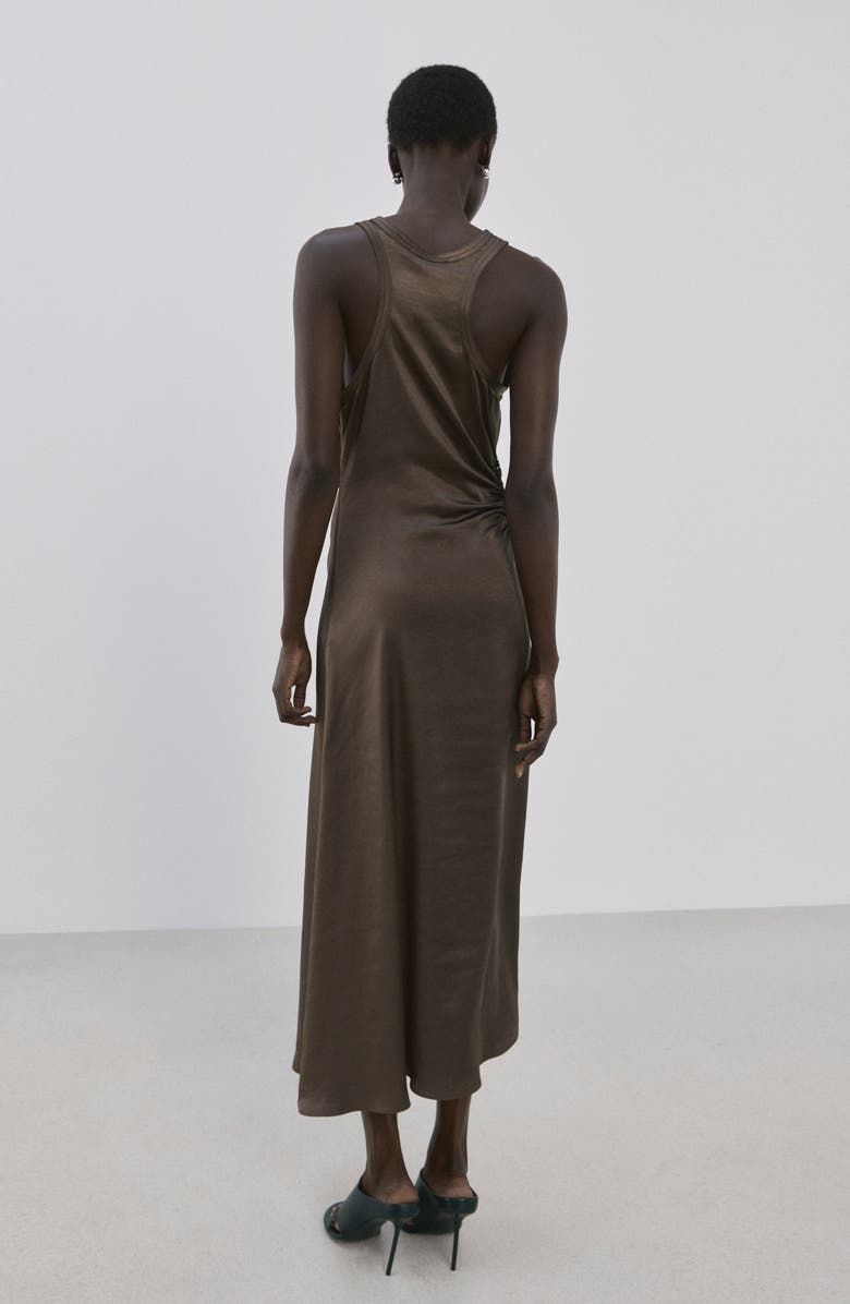 MANGO Gathered Cutout Sleeveless Maxi Dress, Alternate, color, Mink Grey