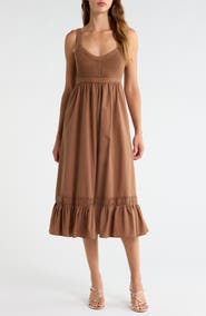 ASTR the Label Jacquelin Mixed Media Back Cutout Midi Dress