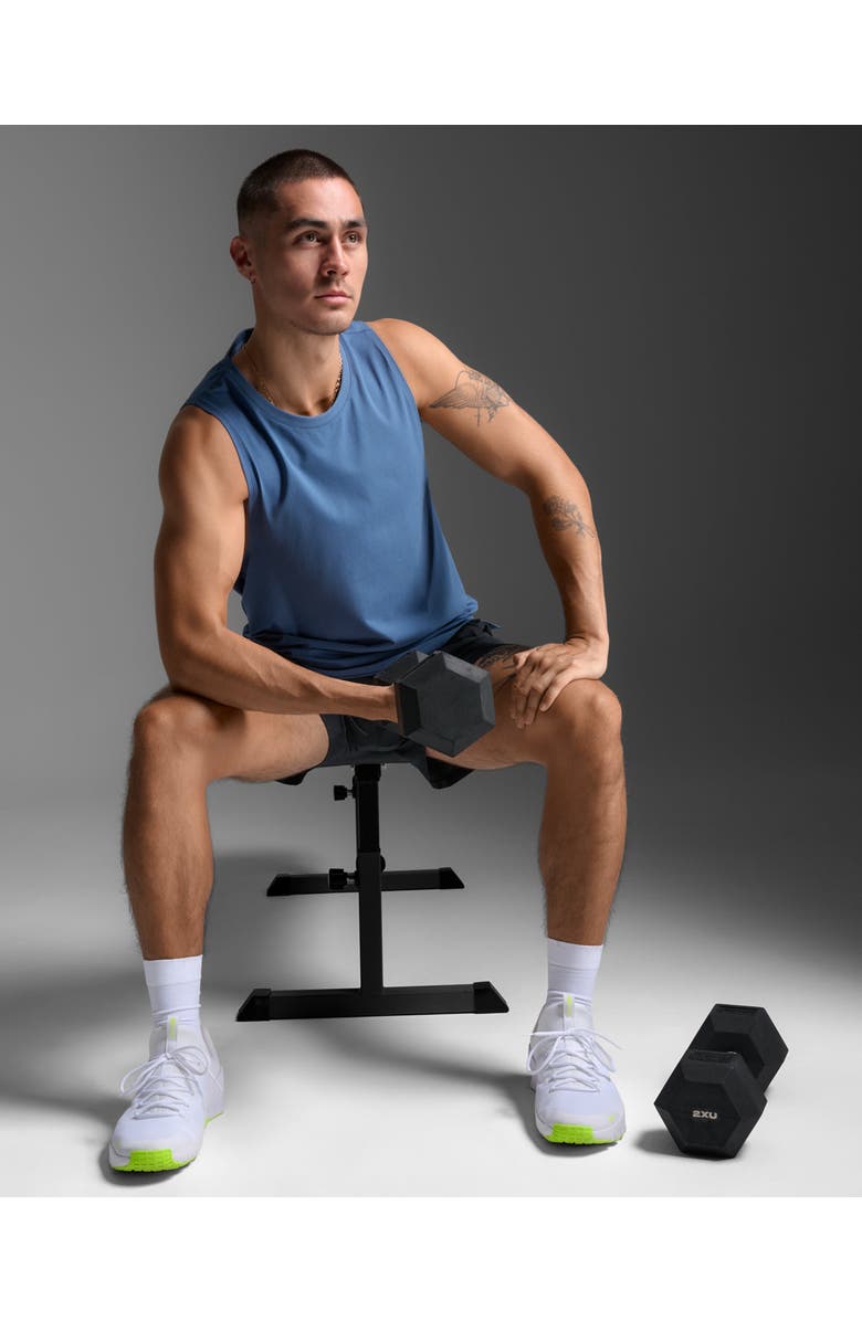 2XU Motion Cotton Flex Tank, Alternate, color, Indigo/Indigo