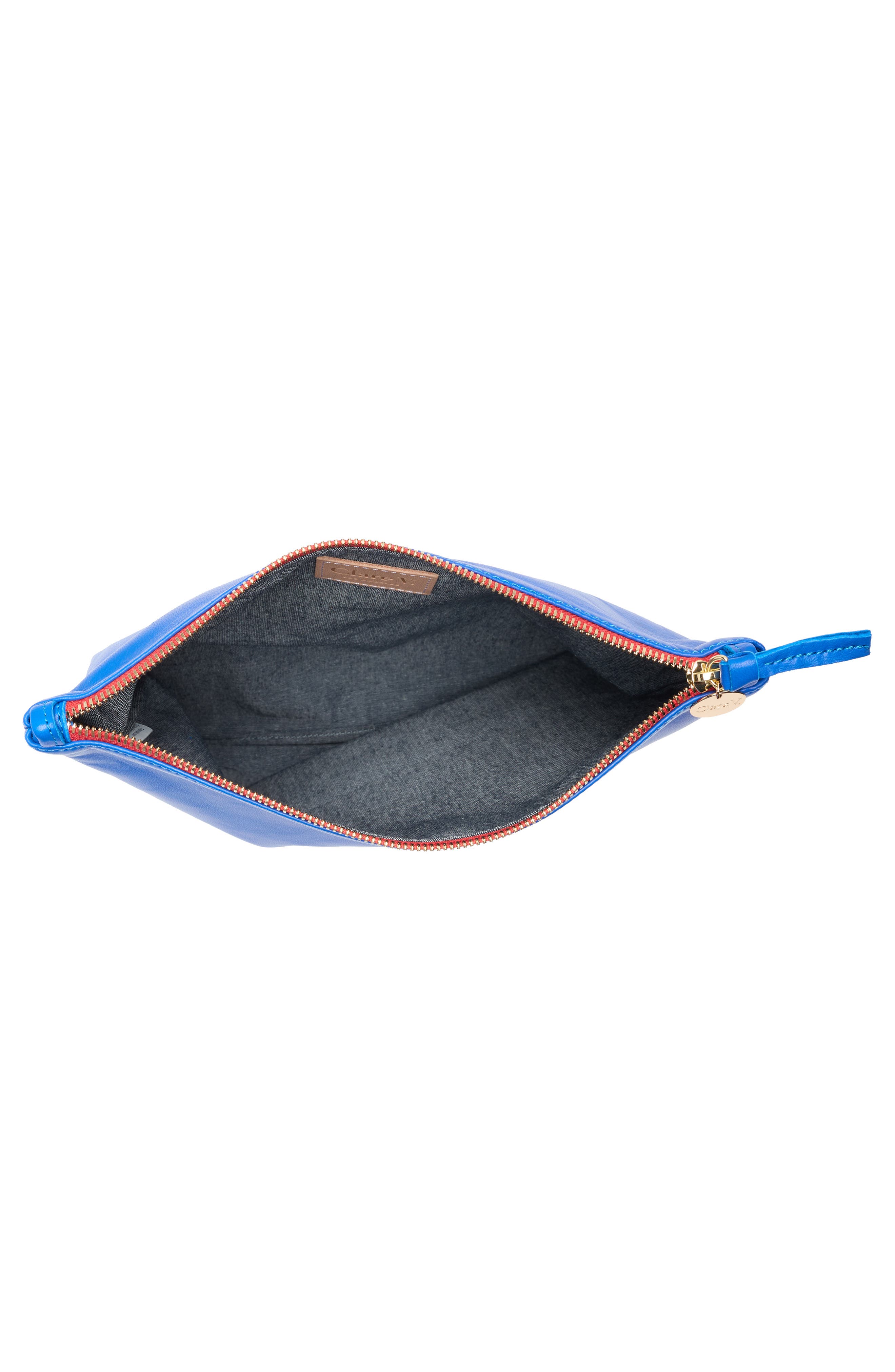 Clare V. L'et Leather Clutch, Alternate, color, Electric Blue