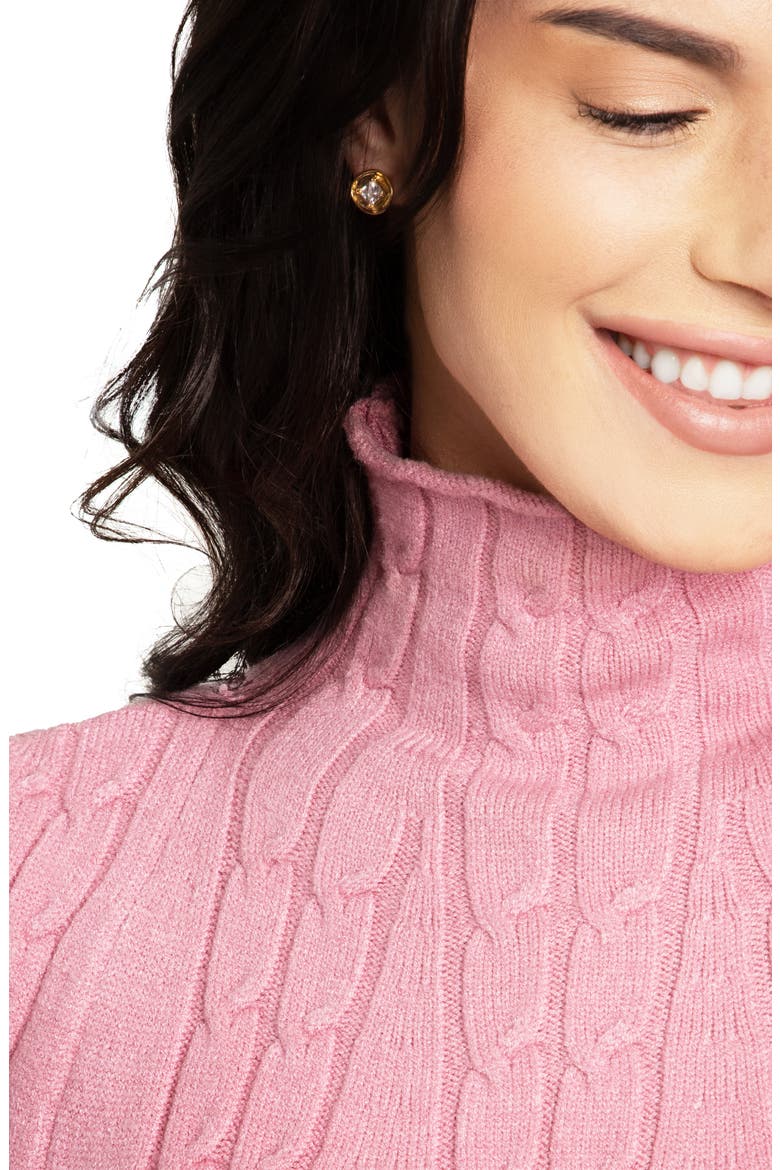 Batwing Sleeve Cable Knit Poncho Sweater, Alternate, color, PINK