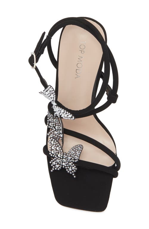Top Guy Shoes Agatha Butterfly Block Heel Sandal In Black Nubuck