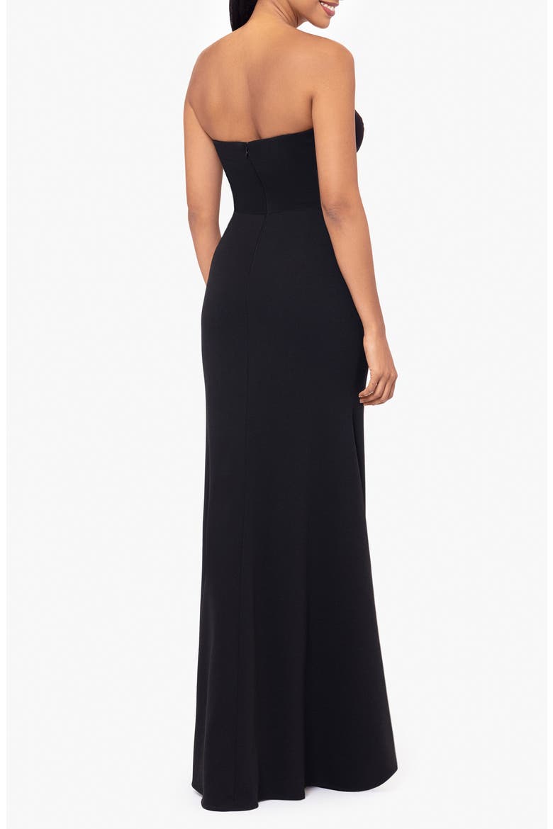 Bow Strapless Scuba Crepe Mermaid Gown, Alternate, color, BLACK