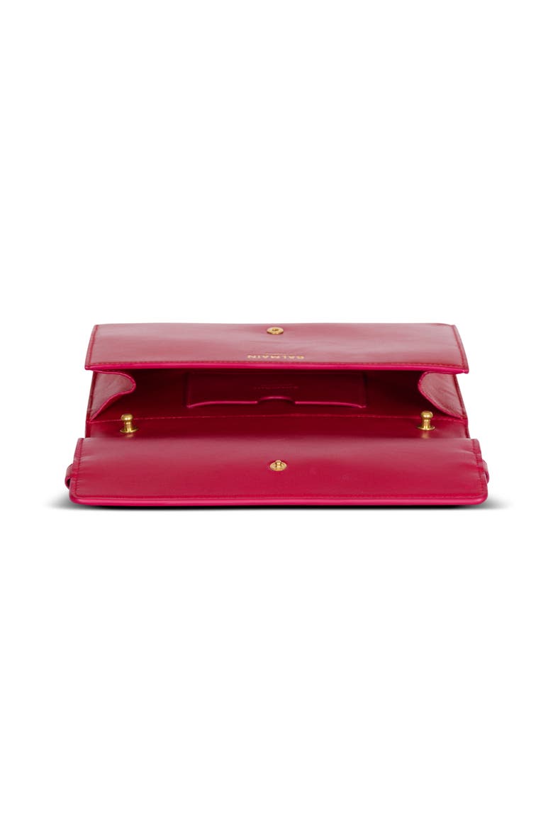 Shuffle calfskin wallet with chain, Alternate, color, dark pink