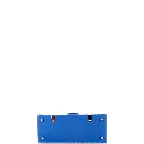 Pre-owned Goyard  Goyard Saigon Top Handle Bag Coated Canvas With Leather Pm In Blue