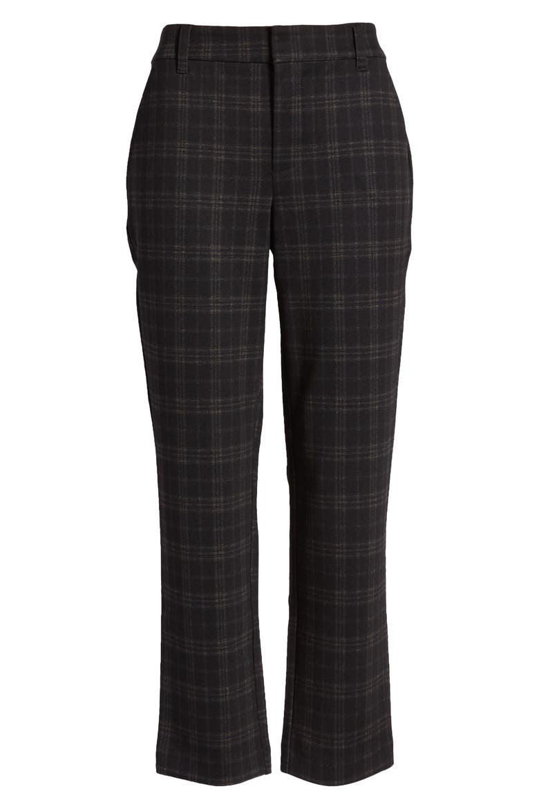 'Ab'Solution Plaid Ankle Trousers (Nordstrom Exclusive), Alternate, color, BLACK TAN