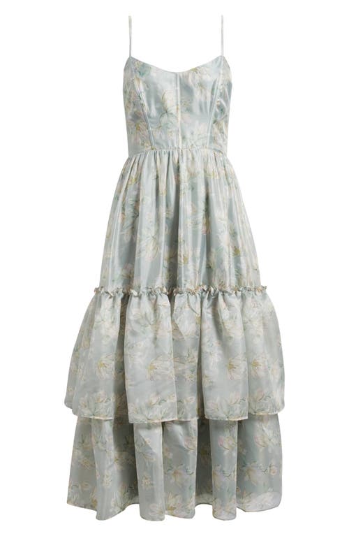 Lulus Dylan Tie Back Tiered Midi Dress In Green