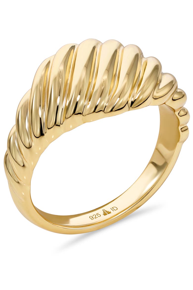 Rope Ring in Gold Plated Sterling Silver, 12mm, Alternate, color, Yellow Gold
