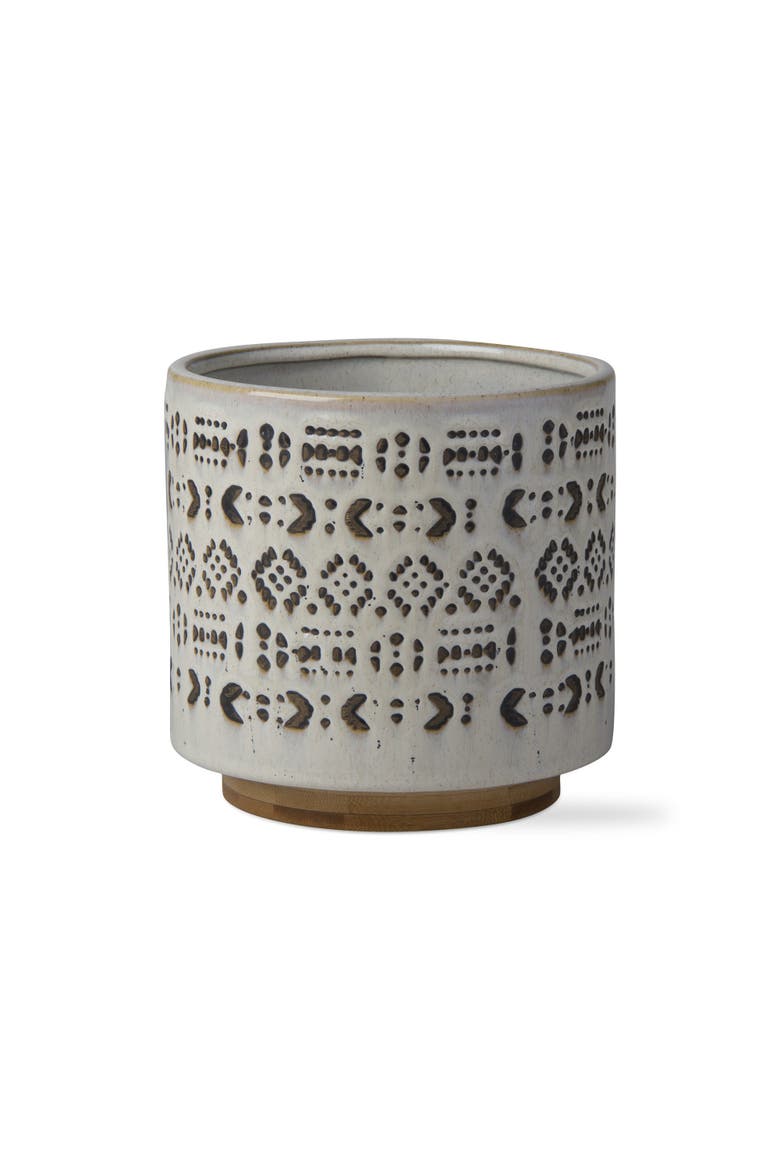 Arusha Stoneware Flower Pot with Base Home Decor, Main, color, Beige