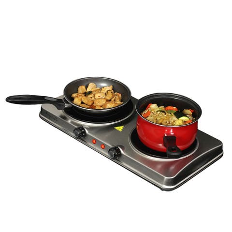 Electric Portable Dual Size Infrared Burner Cooktop Buffet Range