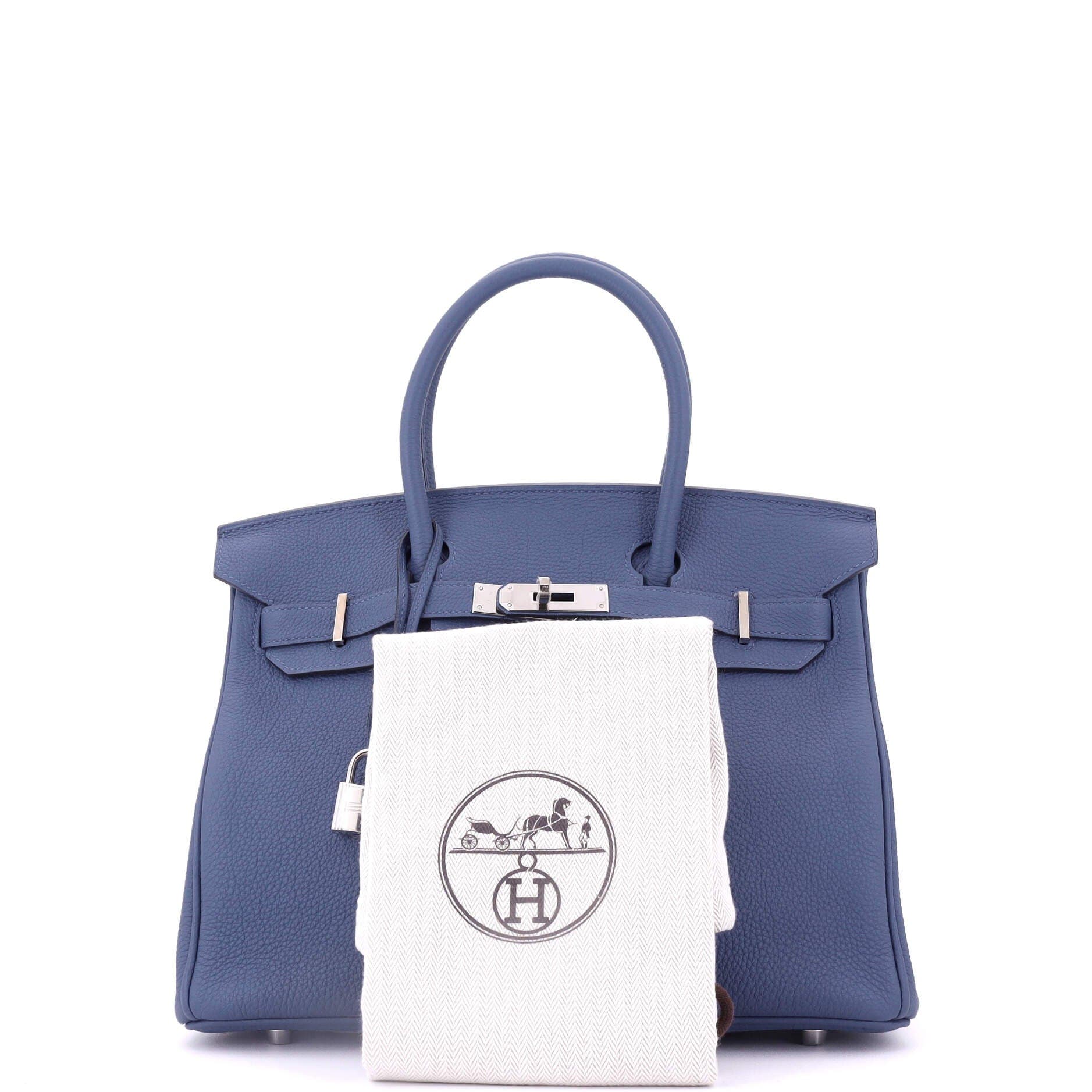 Pre-Owned Hermes Birkin Handbag Blue Togo with Palladium Hardware 30, Alternate, color, 
