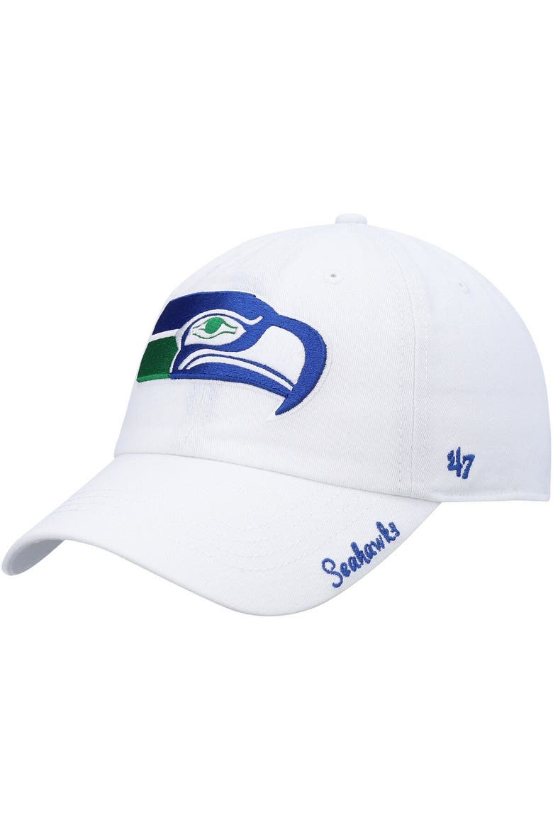 Women's '47 White Seattle Seahawks Miata Clean Up Legacy Adjustable Hat, Main, color, White