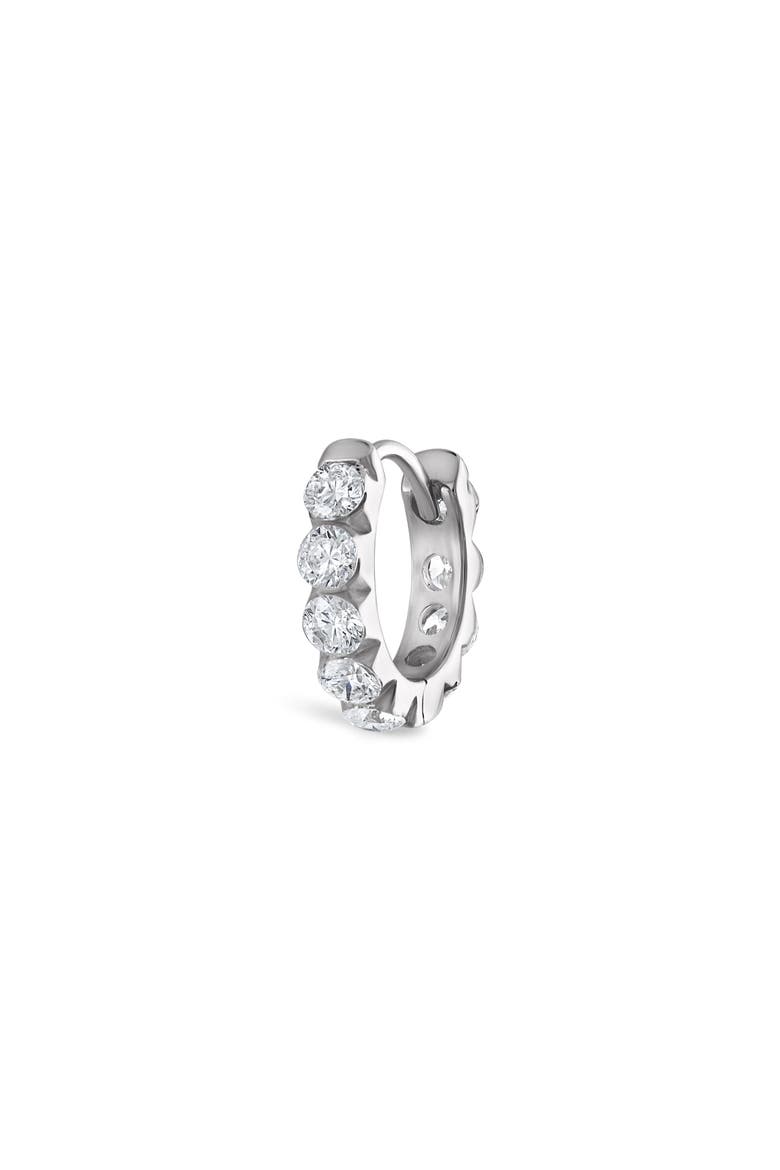 Single Large Invisible Set Diamond Hoop Earring, Main, color, WHITE GOLD