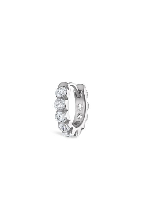Single Large Invisible Set Diamond Hoop Earring
