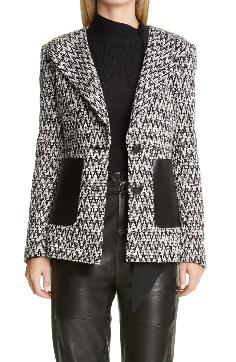 St. John Collection Chevron Bouclé Knit Jacket, Main, color, 