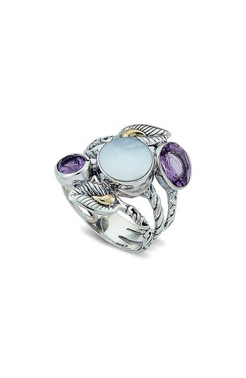 Samuel B. Mother-of-pearl & Amethyst Leaf Ring In Brown