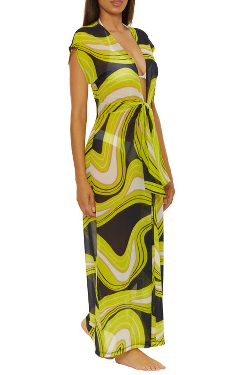Trina Turk Serena Stretch Mesh Cover-up Maxi Dress In Green Multi