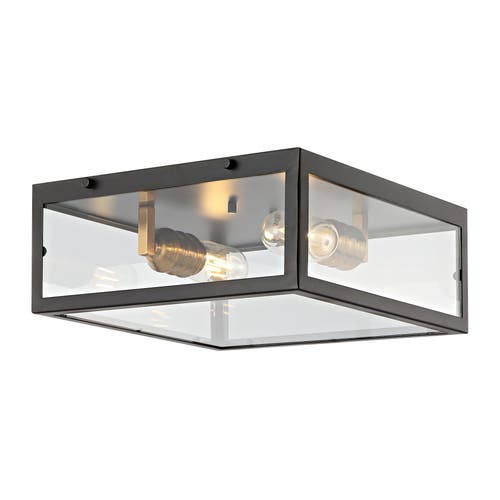 Jonathan Y Grayson 2-light Bohemian Farmhouse Iron/glass Led Flush Mount In Oil Rubbed Bronze