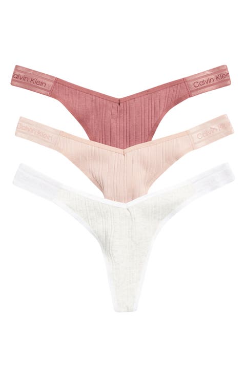 Refined Ribbed Thongs - Pack of 3