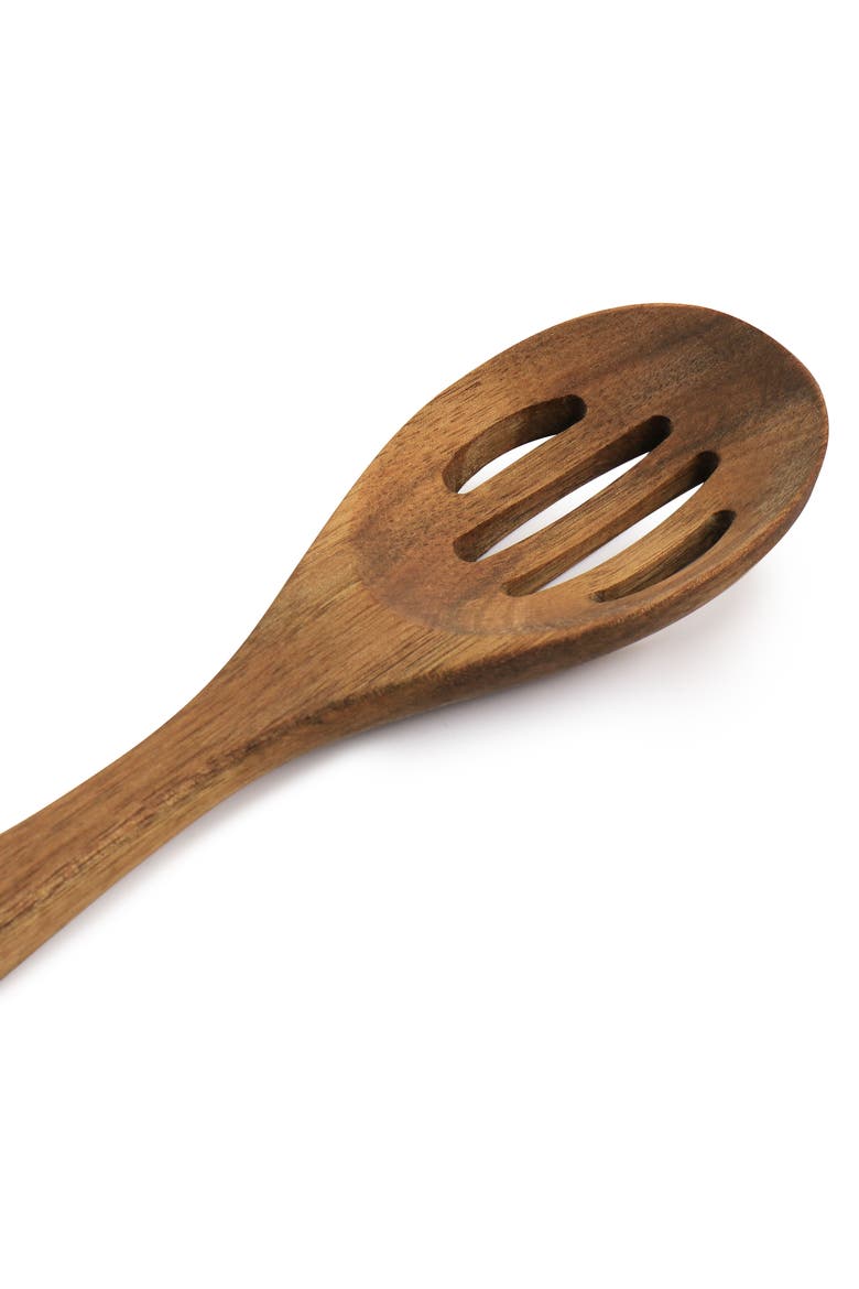 Acacia Wood Slotted Spoon Cooking Utensil, Alternate, color, Dark Brown