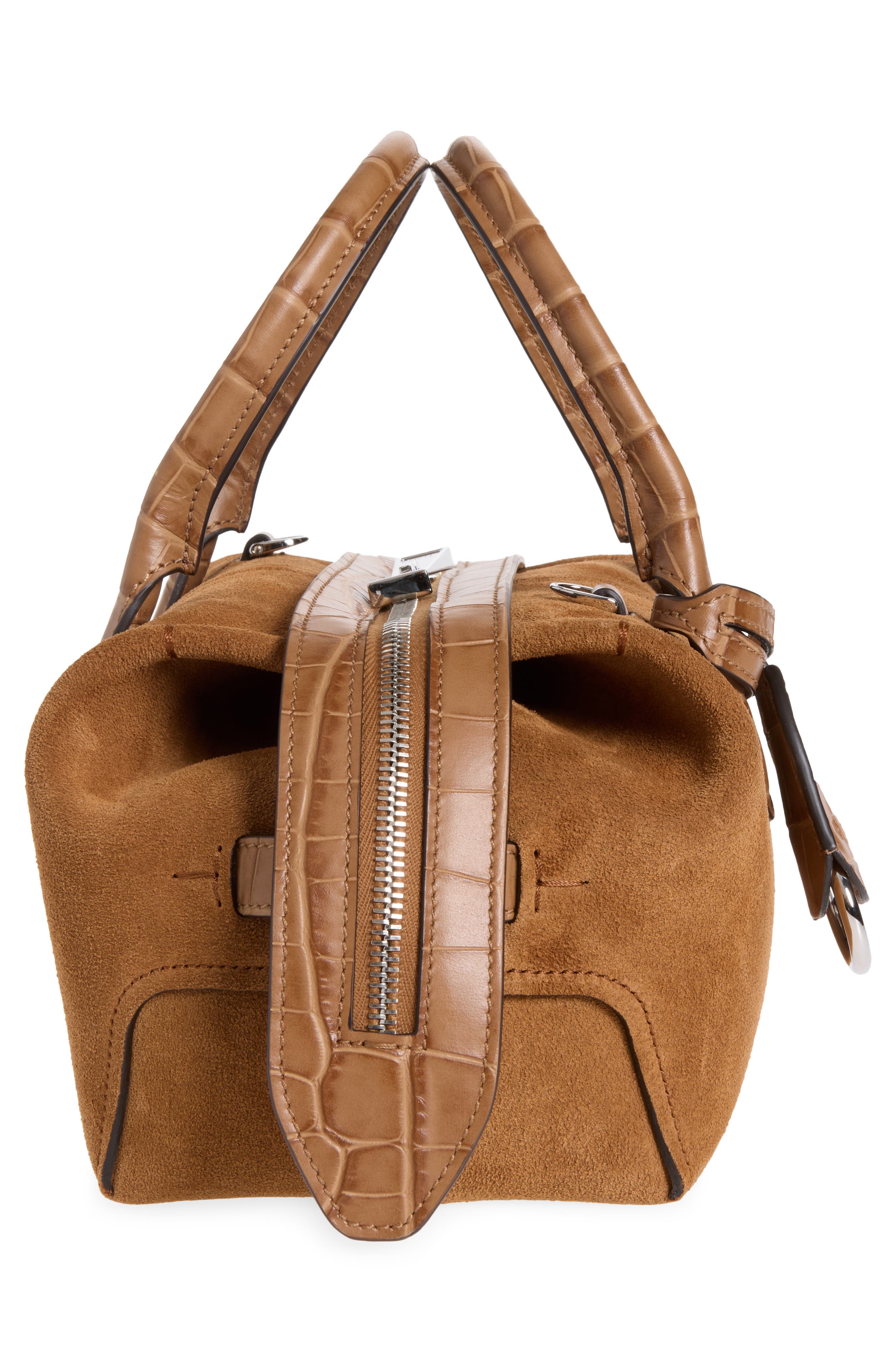 Bauletto Mini Croc Embossed Leather Crossbody Bag, Alternate, color, TERRA/ BISCOTTO