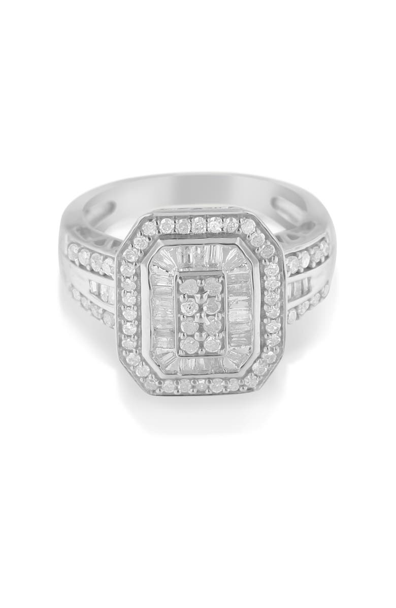 Haus of Brilliance Silver 1.0 Cttw Diamond Elongated Octagon Shaped Cocktail Ring, Alternate, color, Silver