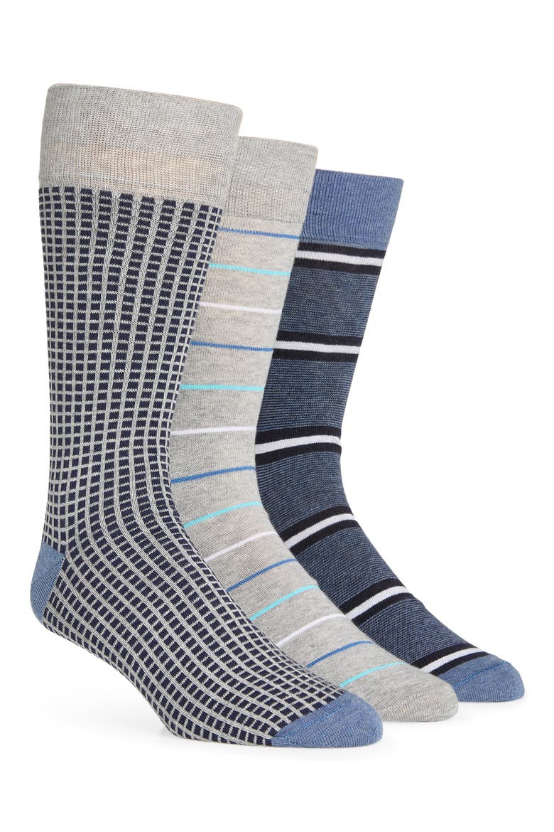 Assorted 3-Pack Crew Socks, Main, color, GREY