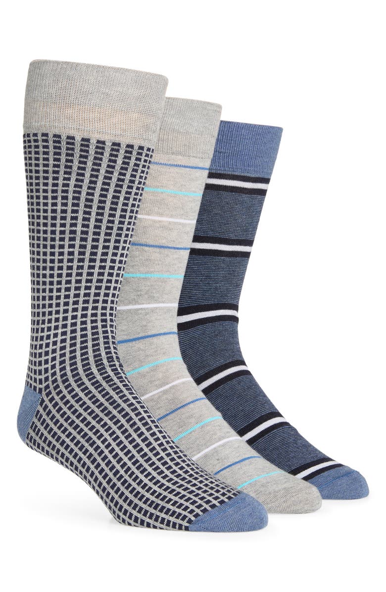 Lorenzo Uomo Assorted 3-Pack Crew Socks, Main, color, Grey