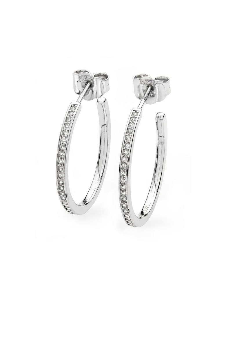 Skinny Drip Medium Hoop, Main, color, Sterling Silver