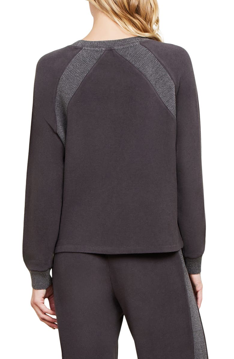 Barefoot Dreams<sup>®</sup> Malibu Collection<sup>®</sup> Brushed Fleece Sweatshirt, Alternate, color, Carbon