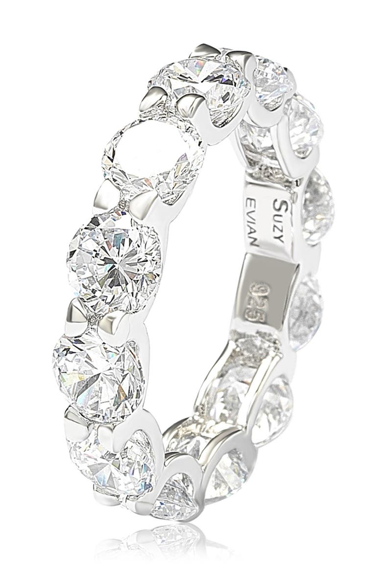SUZY LEVIAN Sterling Silver CZ Round Cut Eternity Band Ring, Alternate, color, White