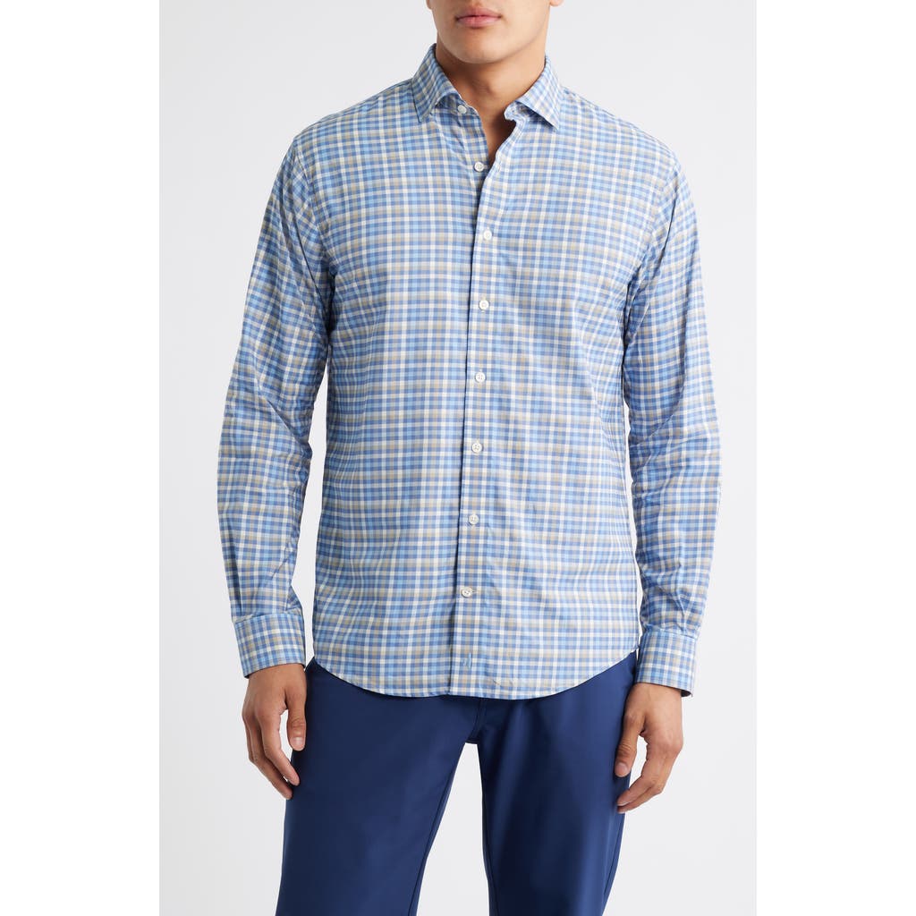 Johnnie-o Olie Plaid Stretch Button-up Shirt In Blue