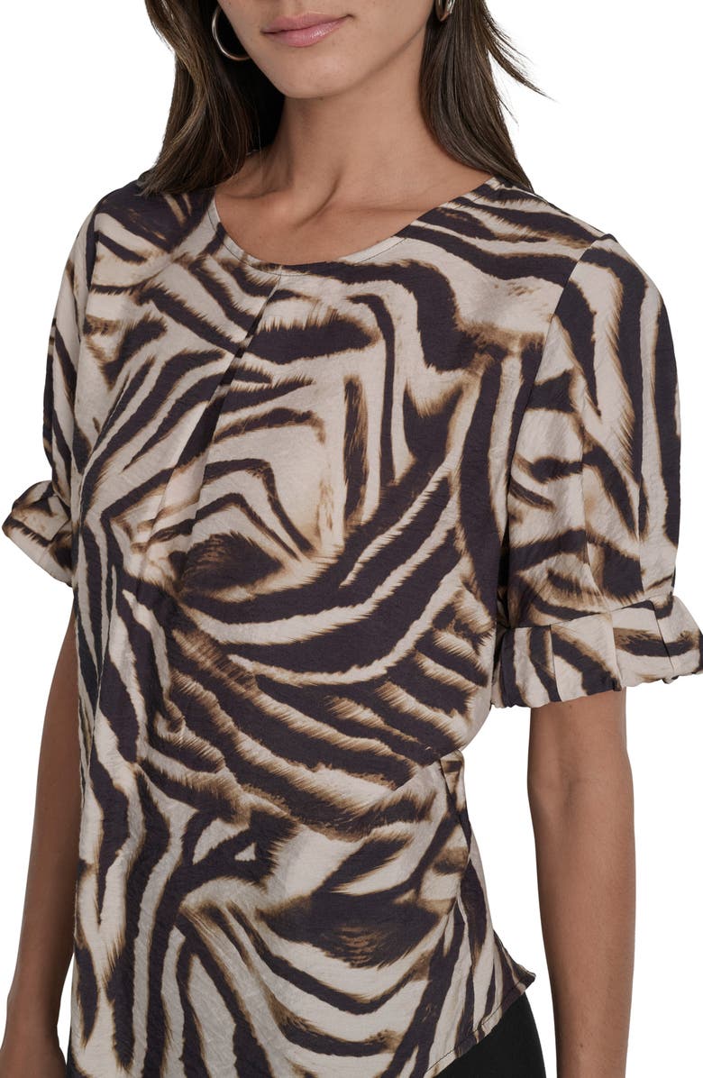 DKNY Abstract Zebra Print Voile Top, Alternate, color, Blurred Zebra