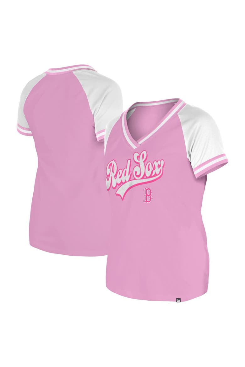 Women's New Era Light Pink Boston Red Sox Gameday V-Neck T-Shirt, Main, color, Light Pink