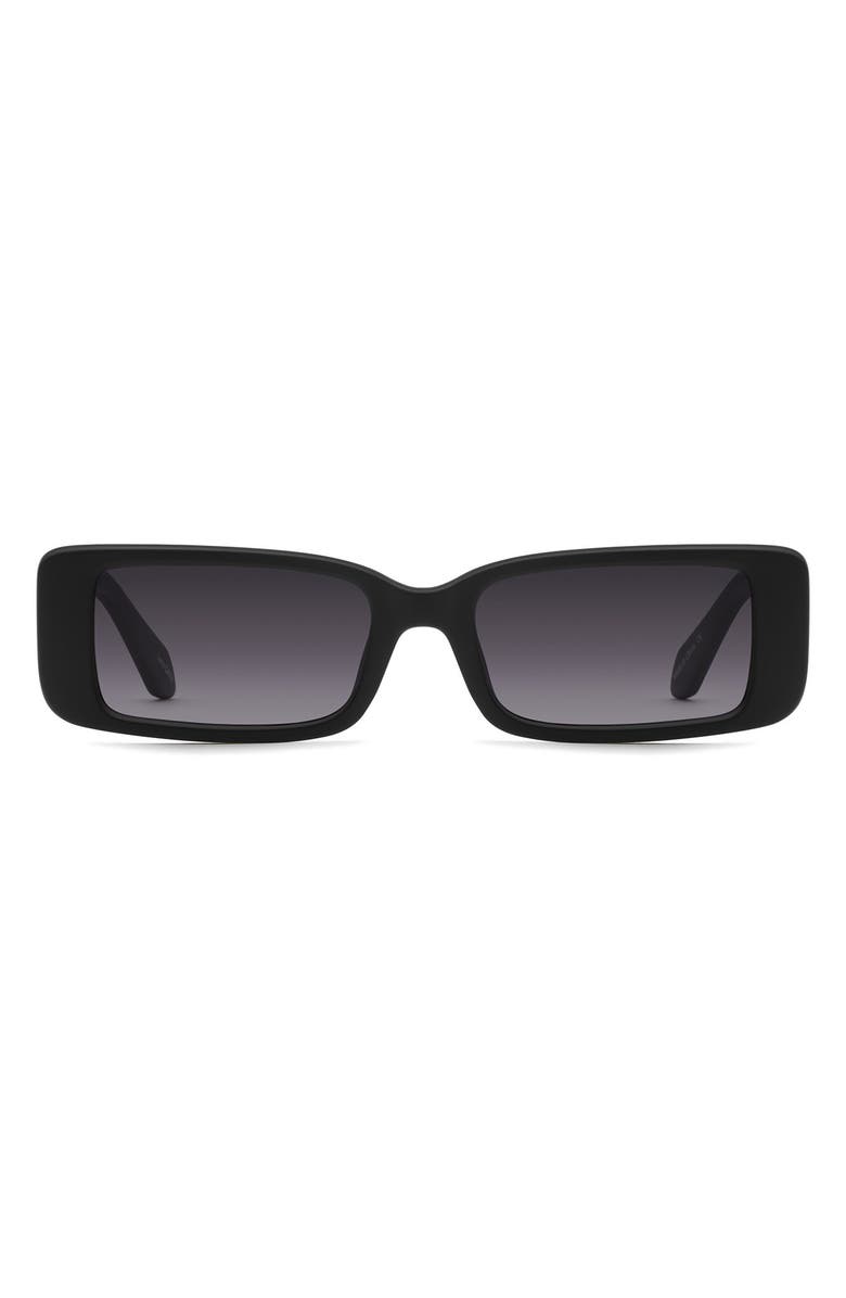 QUAY Australia Art School 36mm Rectangle Sunglasses, Main, color, Mtblk/Smk