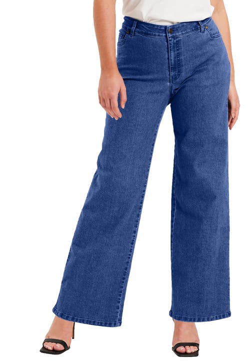 June + Vie June Fit Wide-leg Jeans In Blue