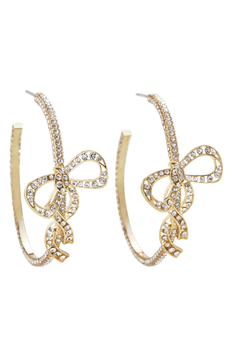 BaubleBar Bow Tie Pavé Hoop Earrings, Main, color, 