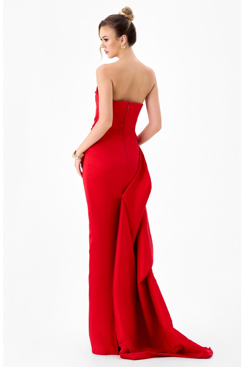 Kerry Pleated Sash Gown, Alternate, color, RED