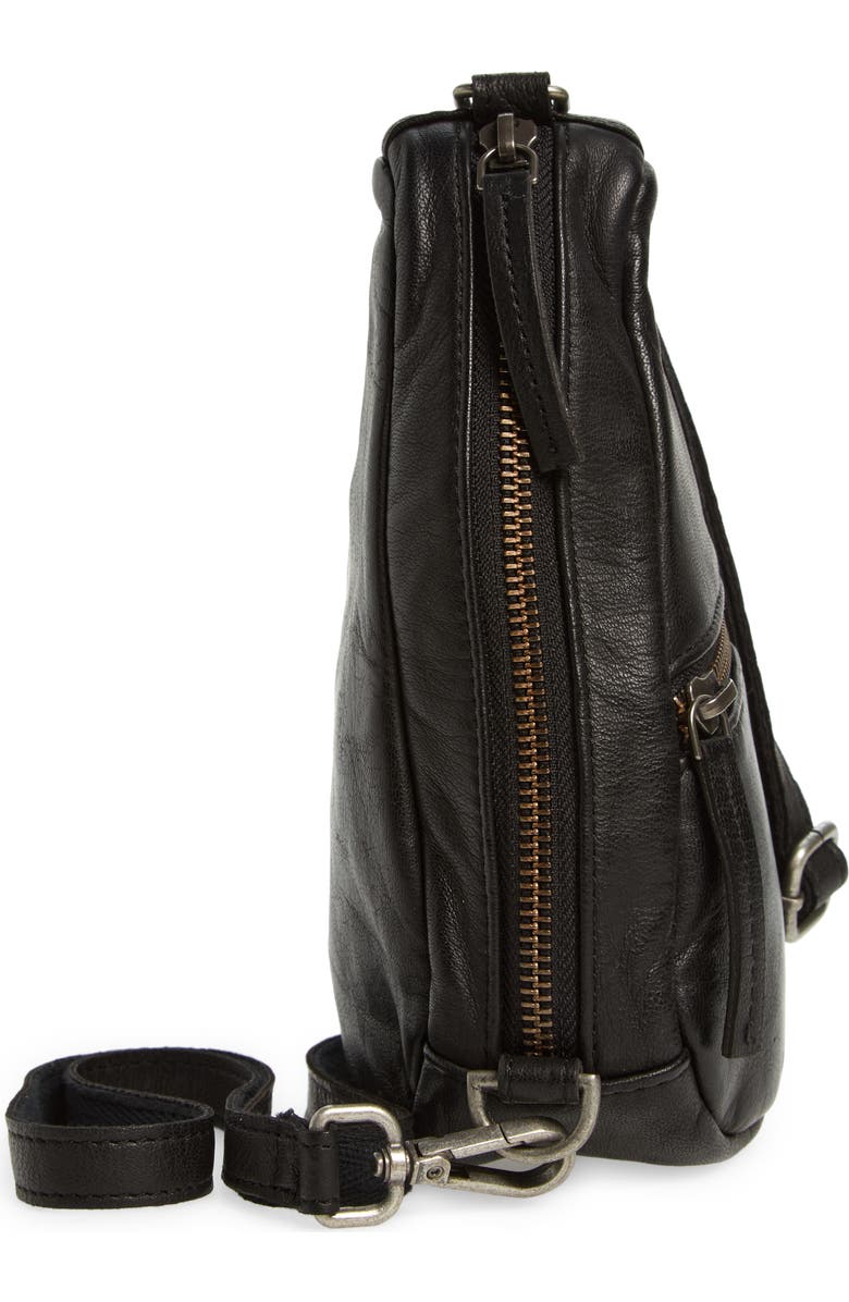 Free People Mini Coffee Date Leather Crossbody Bag, Alternate, color, Black