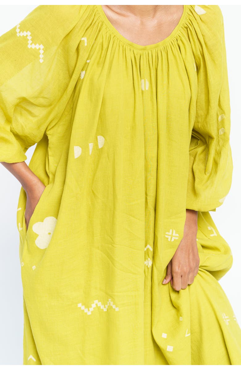 World of Crow Ochre Scoop Neck Gathered Dress, Alternate, color, 