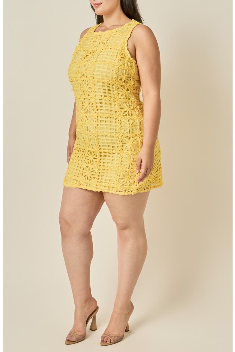 Floral Lace Minidress, Alternate, color, BUTTER