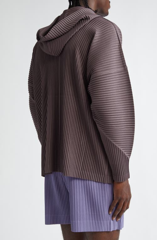 Issey Miyake Homme Plissé Mc December Pleated Henley Hoodie In Slate Violet