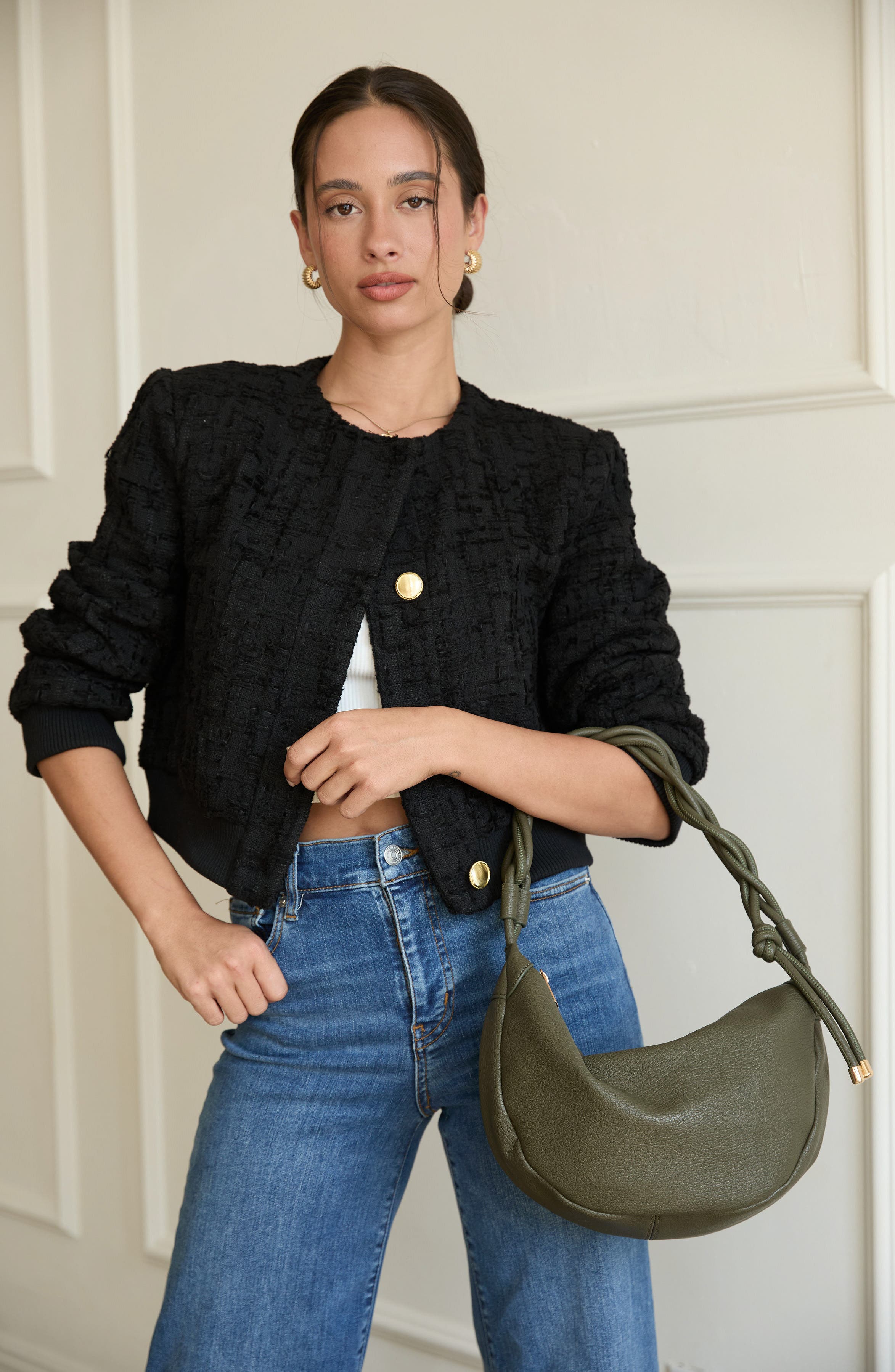 Aria Recycled Vegan Leather Shoulder Bag, Alternate, color, OLIVE