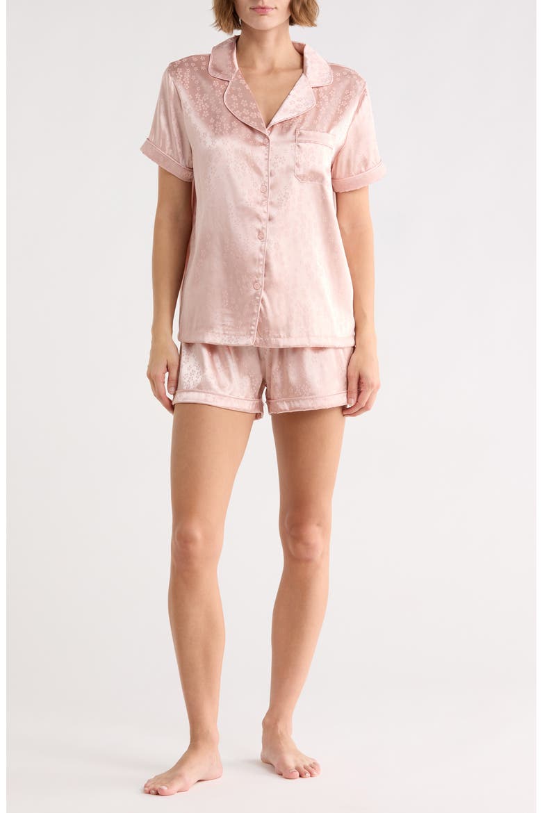 Dixie Floral Satin Shorts Pajamas, Main, color, PLUM BLOSSOM-MAUV