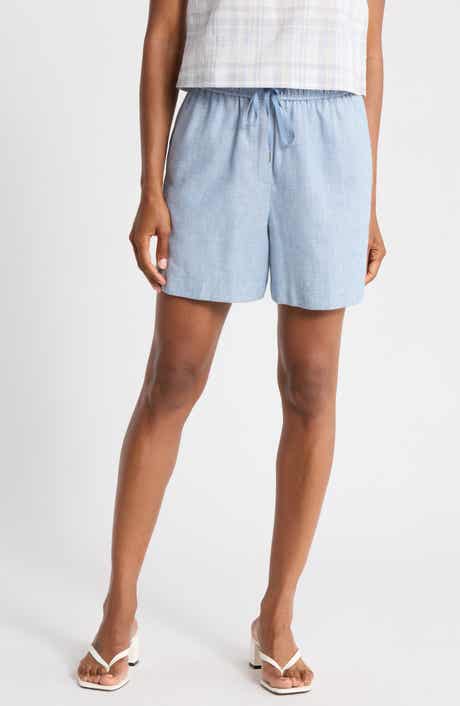 Linen Blend Drawstring Shorts