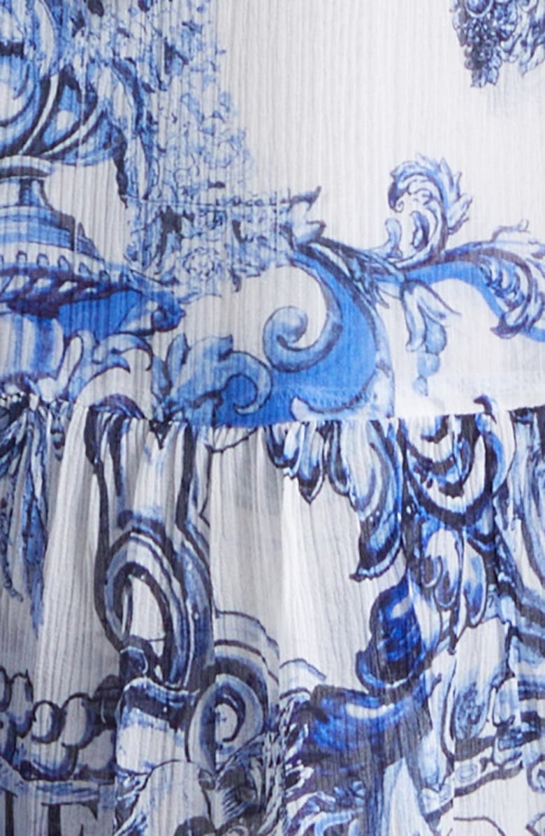 Camilla A Tiled Wonderland Print Long Sleeve Tiered Ruffle Silk Chiffon Minidress, Alternate, color, A Tiled Wonderland